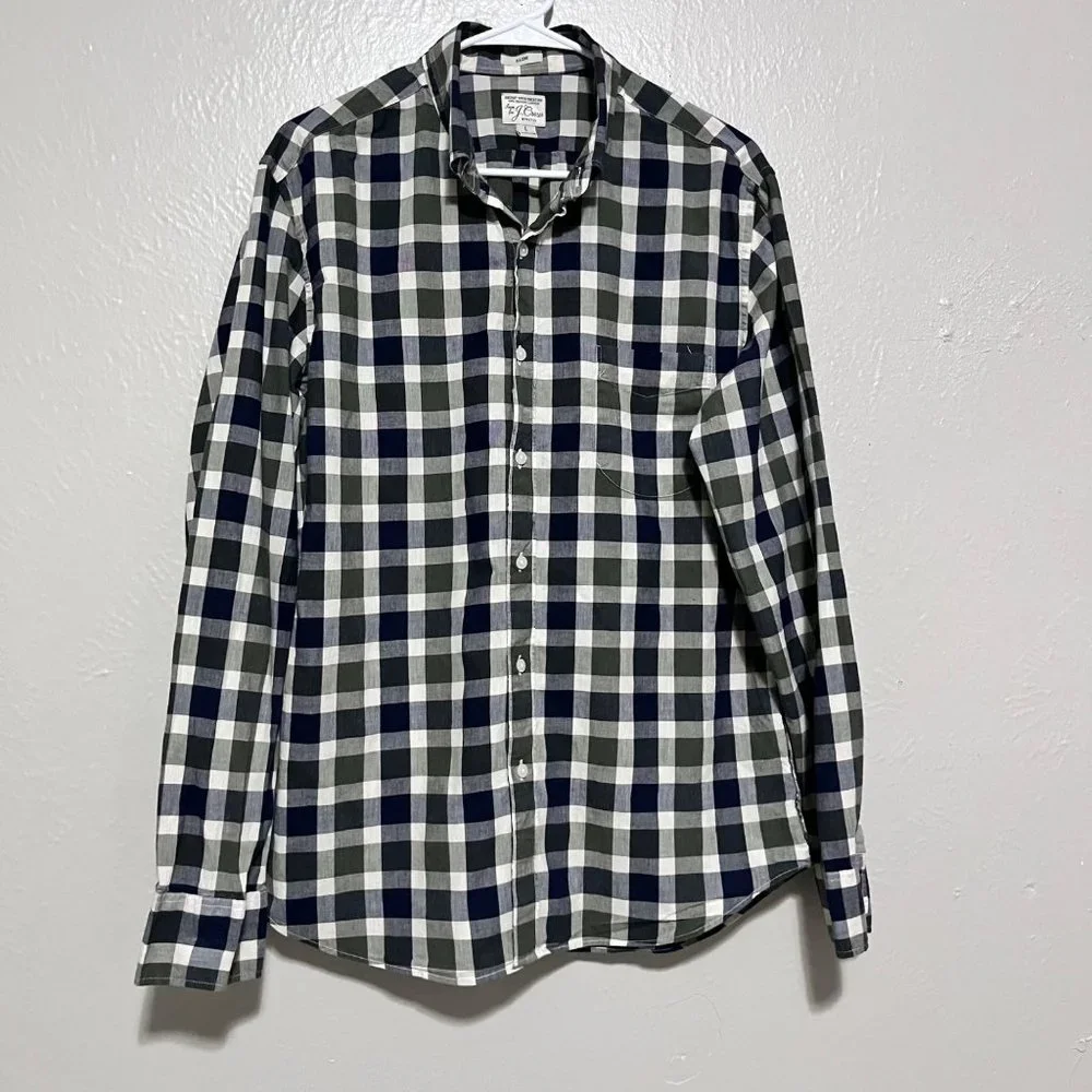 Love for J. Crew Slim Long Sleeve‎ Plaid Collard Shirt Size L